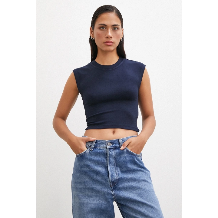 Sıfır Kol T-shirt Lacivert