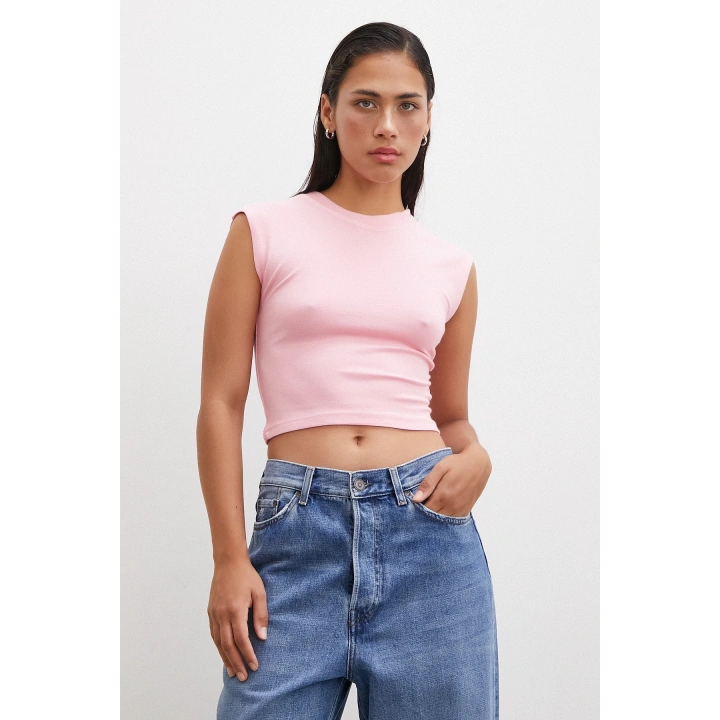 Sıfır Kol T-shirt Pembe