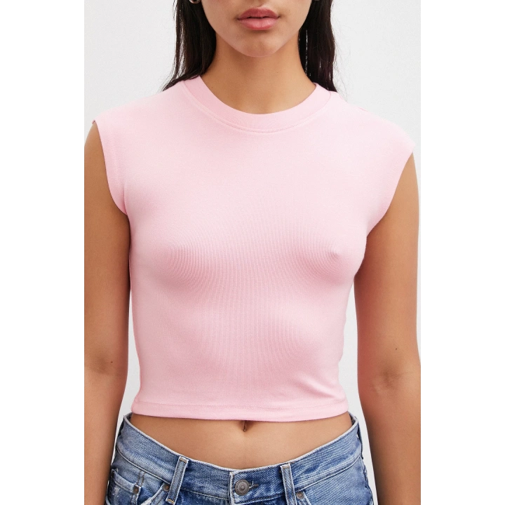 Sıfır Kol T-shirt Pembe