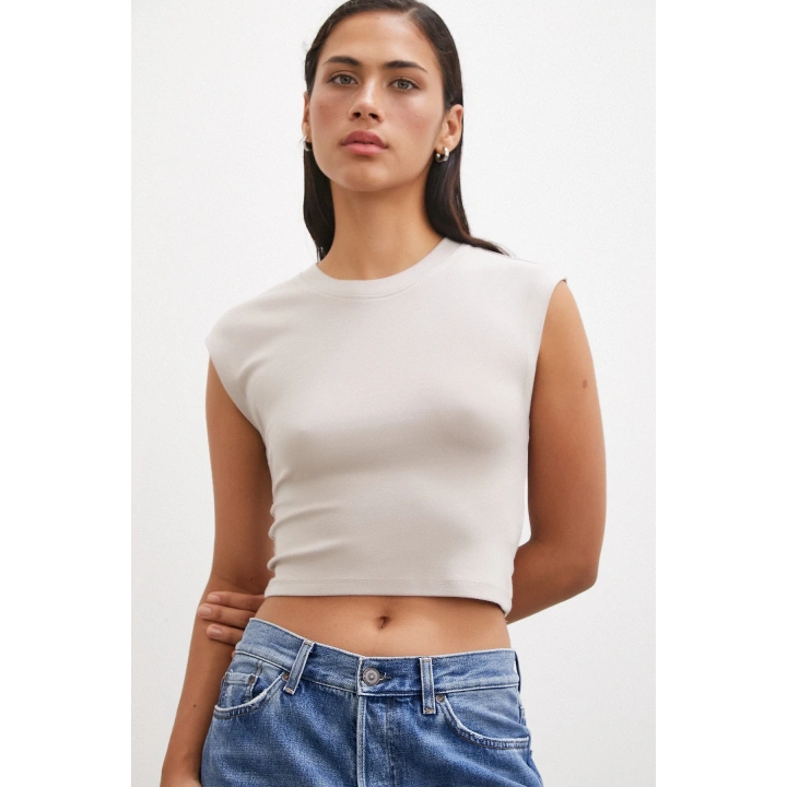 Sıfır Kol T-shirt Vizon