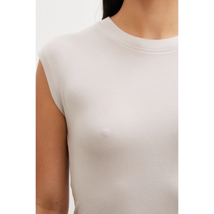 Sıfır Kol T-shirt Vizon