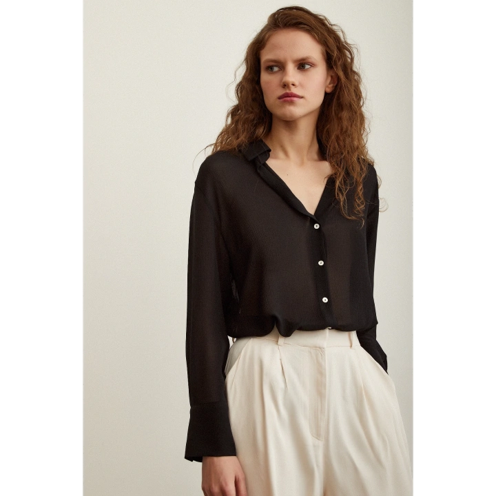 Şifon Gömlek Siyah