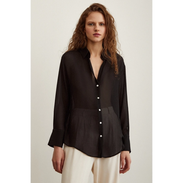 Şifon Gömlek Siyah