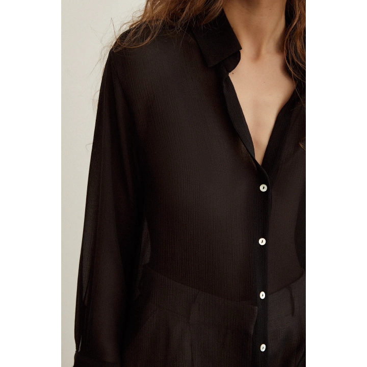 Şifon Gömlek Siyah