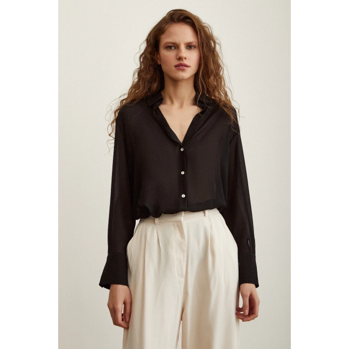 Şifon Gömlek Siyah
