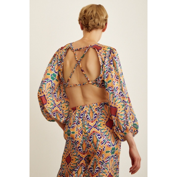 Sırt Dekolteli Crop Hardal