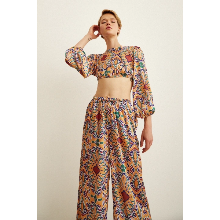 Sırt Dekolteli Crop Hardal