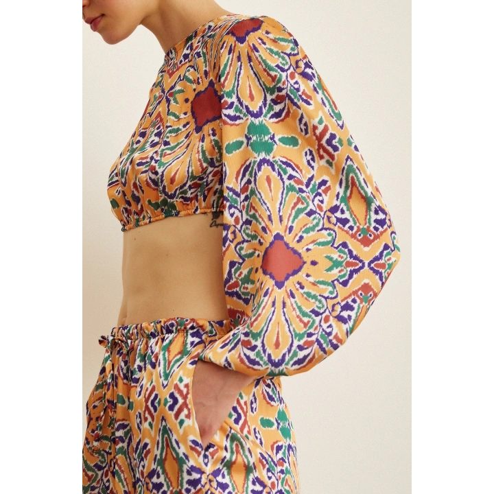 Sırt Dekolteli Crop Hardal