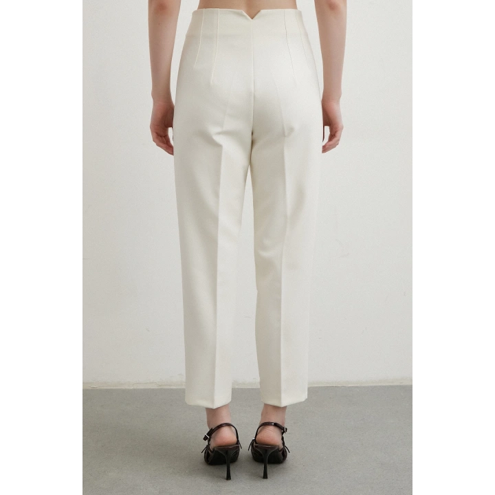 Skinny Kumaş Pantolon Ekru