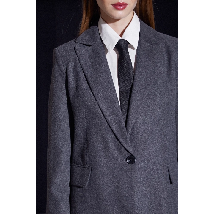 Slim Fit Blazer Ceket Gri
