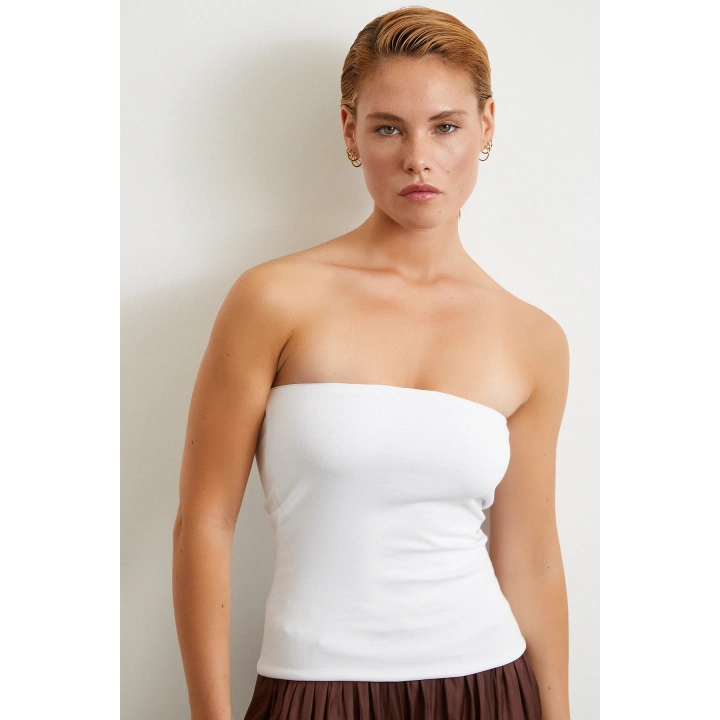 Straplez Top Beyaz