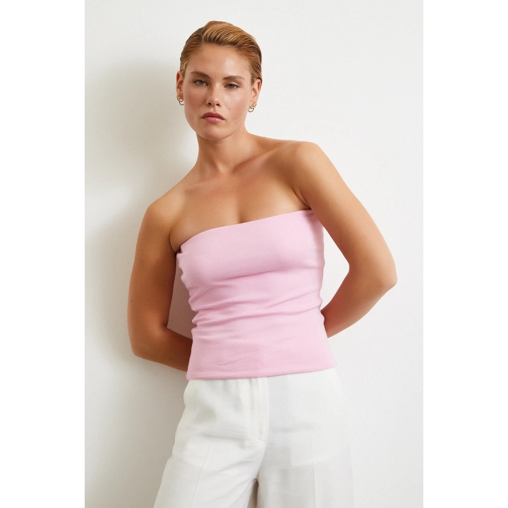 Straplez Top Pembe