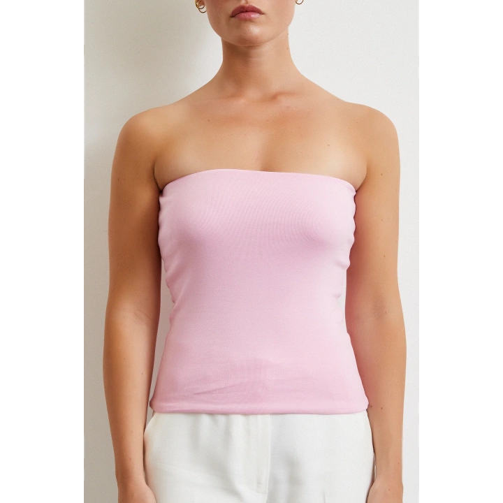 Straplez Top Pembe