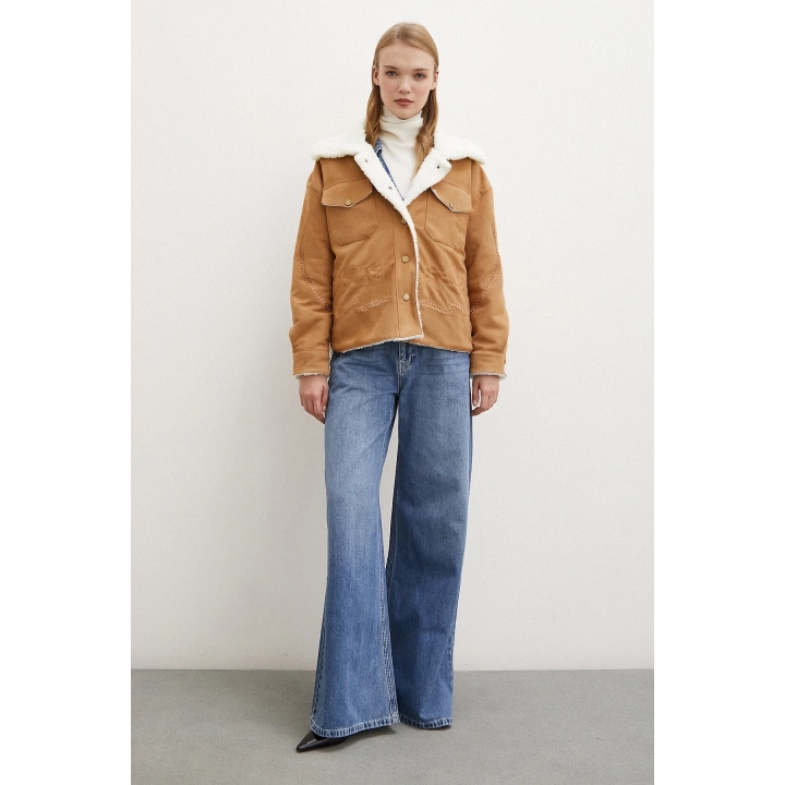 Süet İçi Peluşlu Mont Taba