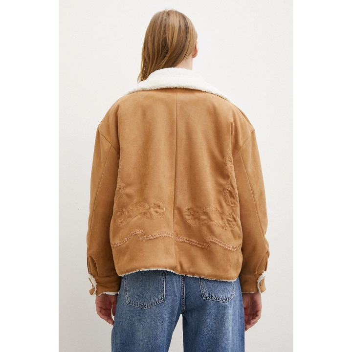 Süet İçi Peluşlu Mont Taba