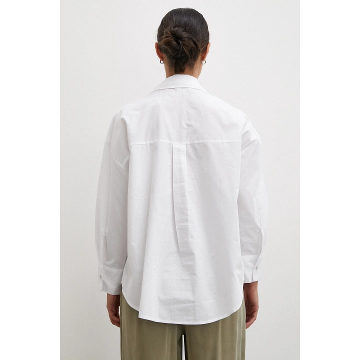 Tek Cepli Oversize Gömlek Beyaz