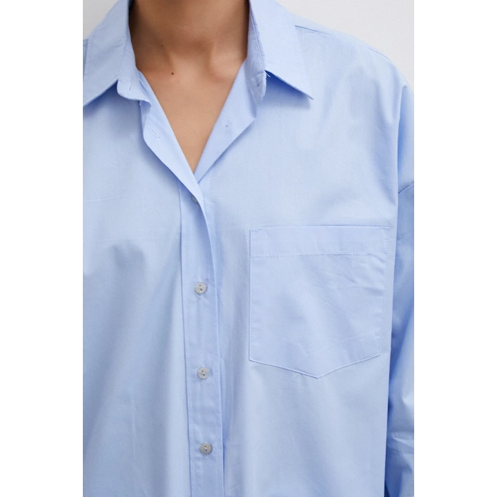 Tek Cepli Oversize Gömlek Mavi