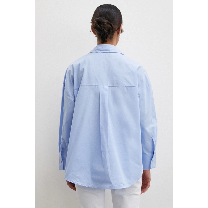 Tek Cepli Oversize Gömlek Mavi