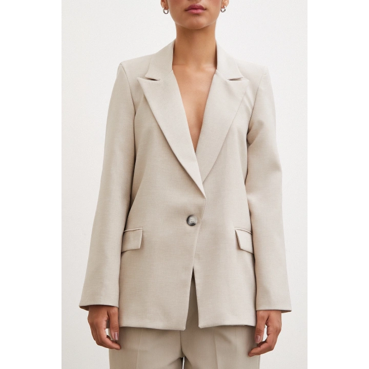 Tek Düğmeli Blazer Ceket Bej
