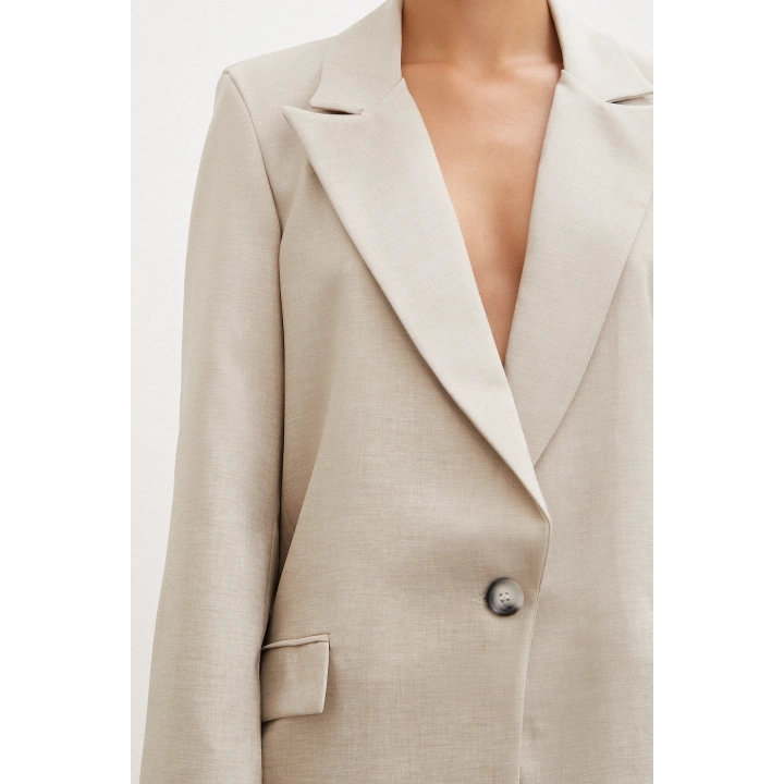 Tek Düğmeli Blazer Ceket Bej