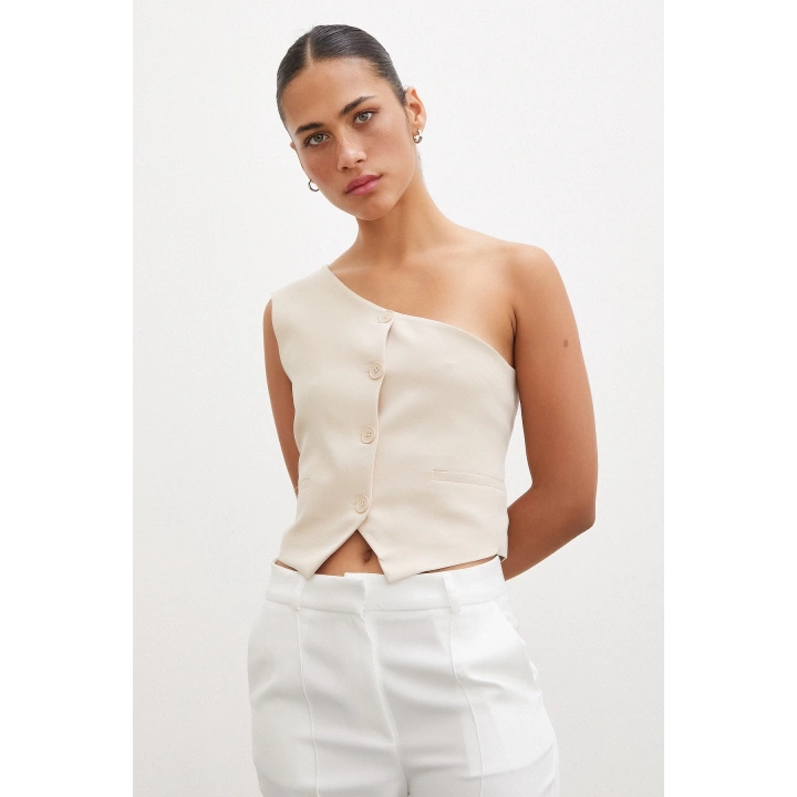 Tek Omuzlu Yelek Bej