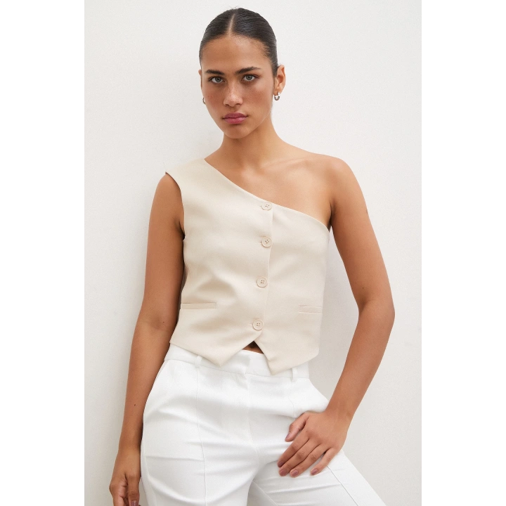 Tek Omuzlu Yelek Bej