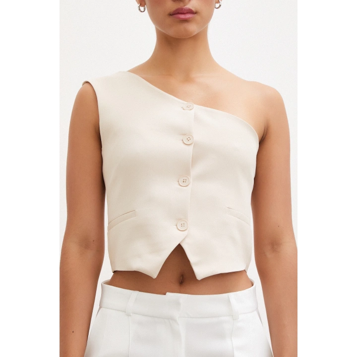 Tek Omuzlu Yelek Bej