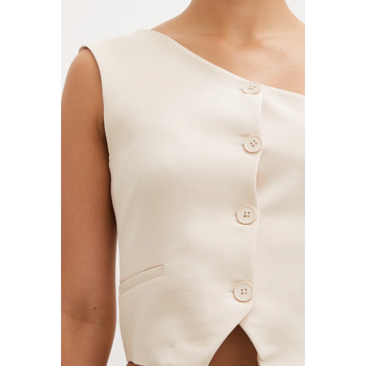 Tek Omuzlu Yelek Bej