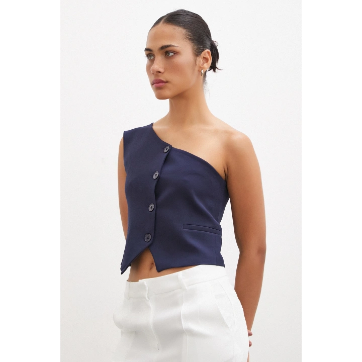 Tek Omuzlu Yelek Lacivert