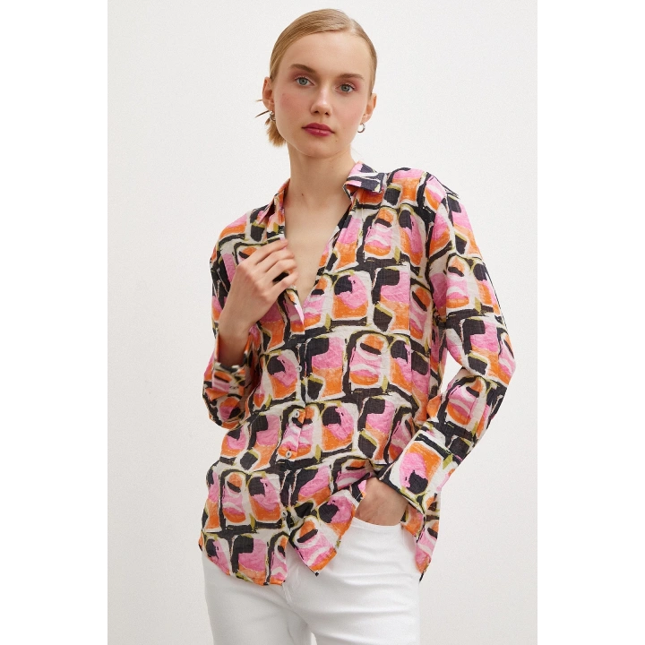 Van Gogh Desenli Gömlek Oranj