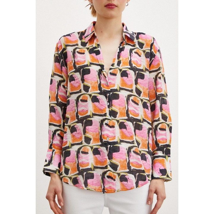 Van Gogh Desenli Gömlek Oranj