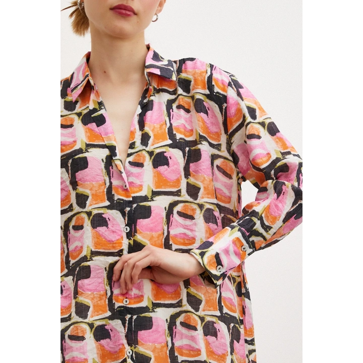 Van Gogh Desenli Gömlek Oranj