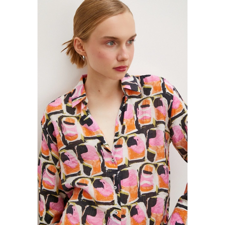 Van Gogh Desenli Gömlek Oranj