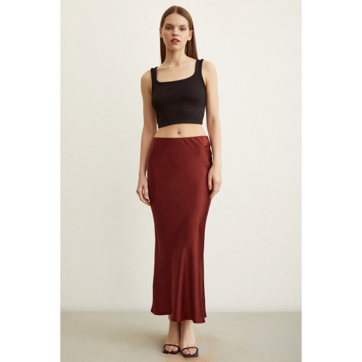 Verev Saten Etek Bordo