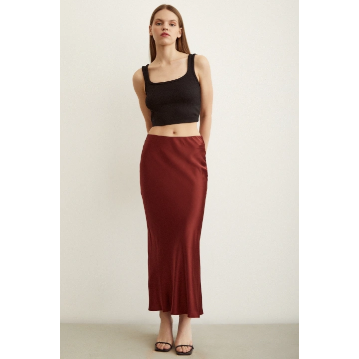 Verev Saten Etek Bordo