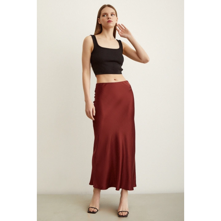 Verev Saten Etek Bordo