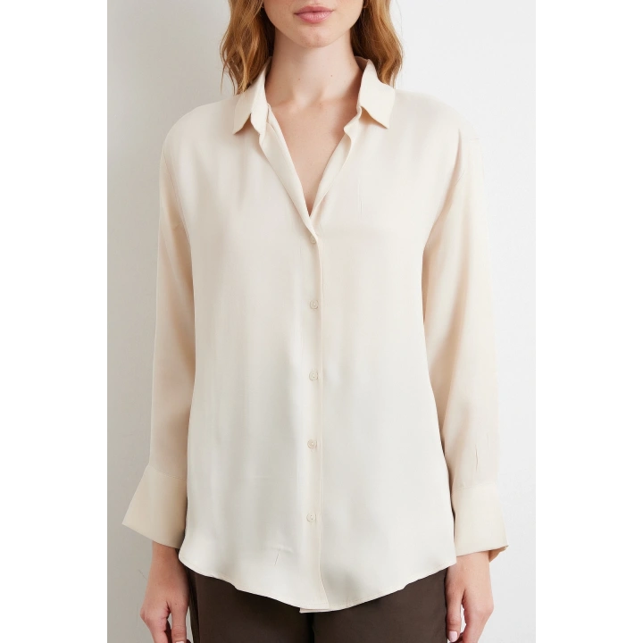 Viskon Saten Gömlek Bej
