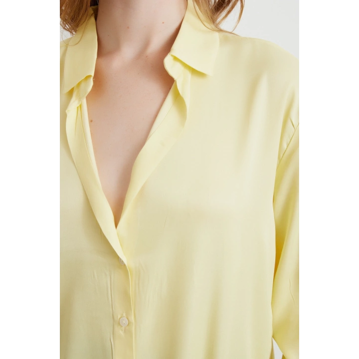 Viskon Saten Gömlek Sarı