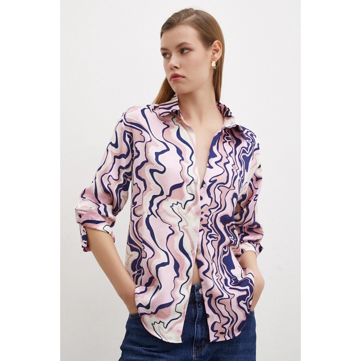 Wave Effect Basic Gömlek Pembe