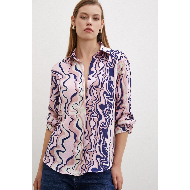 Wave Effect Basic Gömlek Pembe