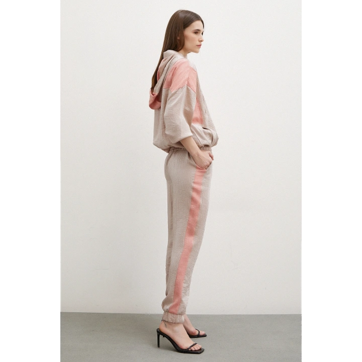 Yanı Şeritli Jogger Eşofman Altı Bej