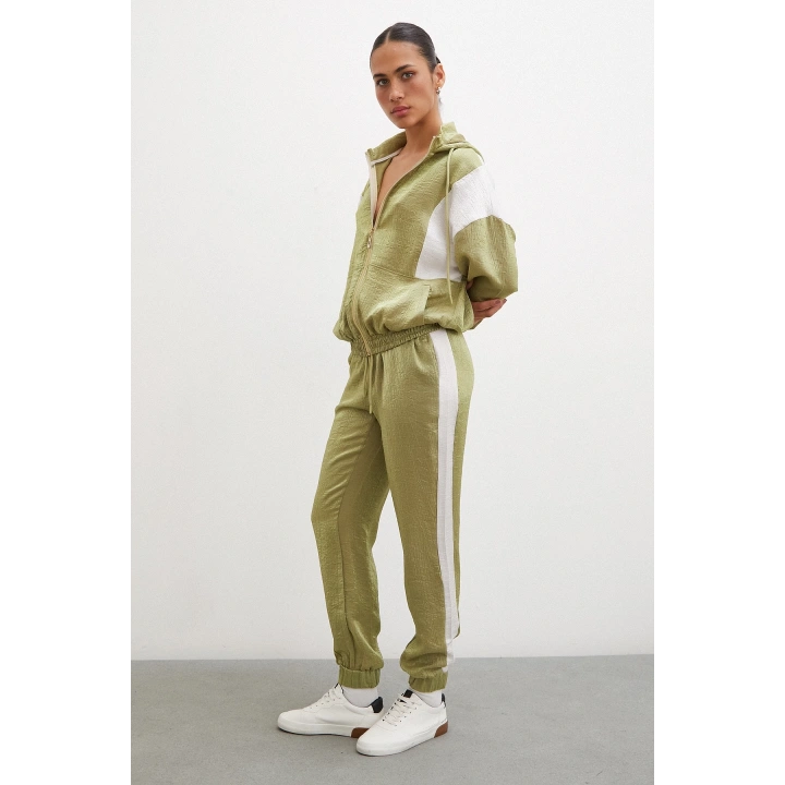 Yanı Şeritli Jogger Eşofman Altı Haki