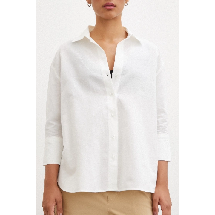 Yırtmaçlı Fakir Kol Gömlek Ekru