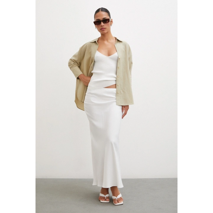 Yırtmaçlı Fakir Kol Gömlek Yeşil