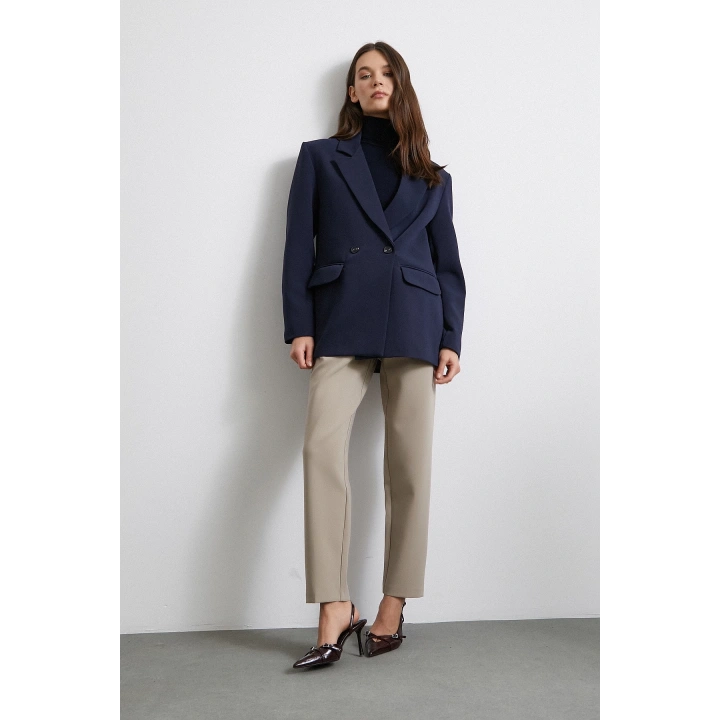 Yüksek Bel Geniş Paça Pantolon Vizon