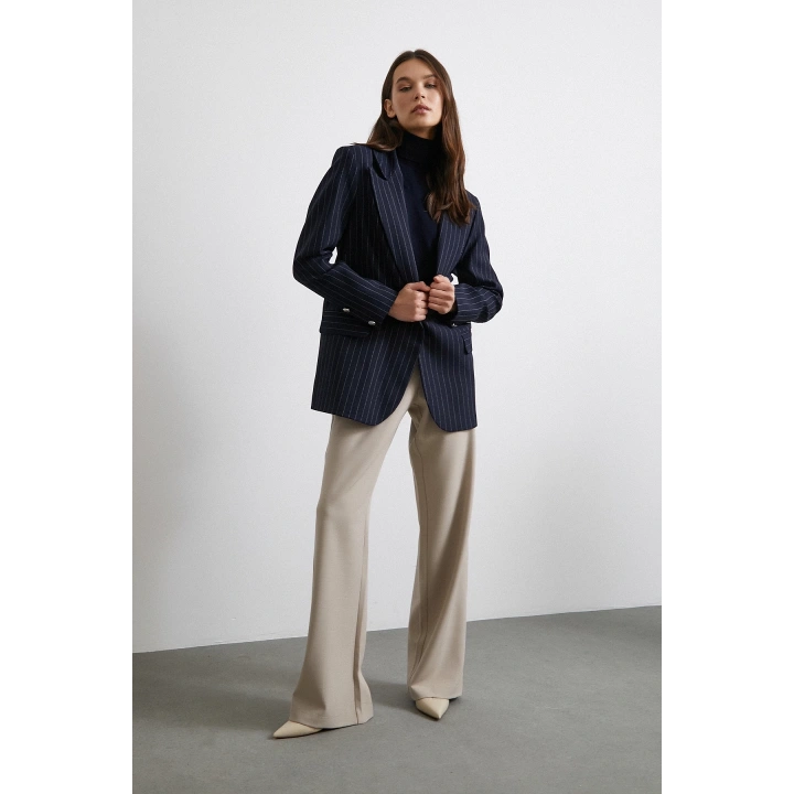 Yüksek Bel Geniş Paça Pantolon Vizon