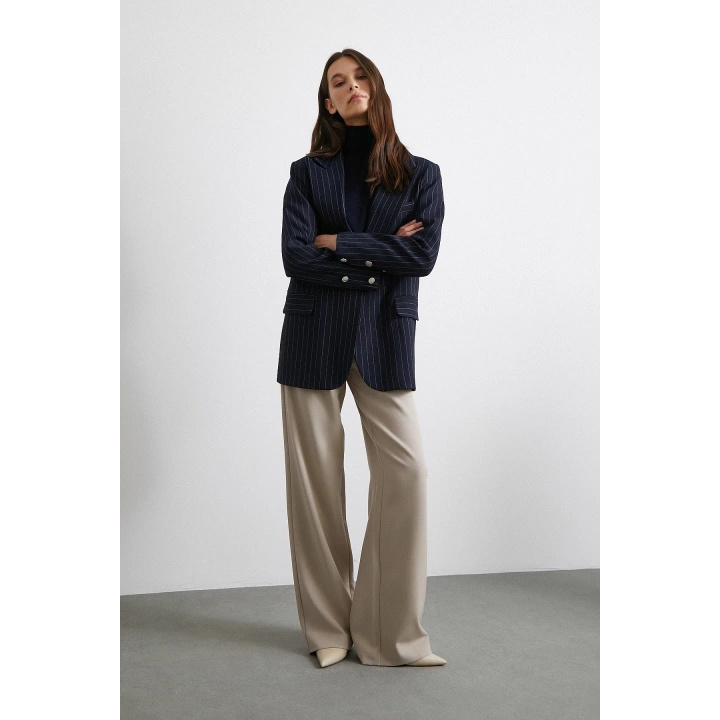 Yüksek Bel Geniş Paça Pantolon Vizon