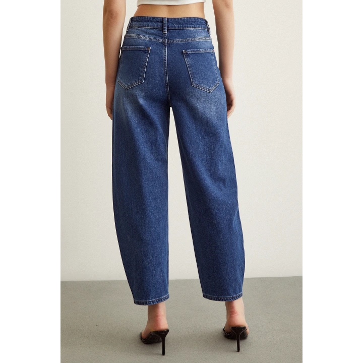 Yüksek Bel Mom Jean Mavi