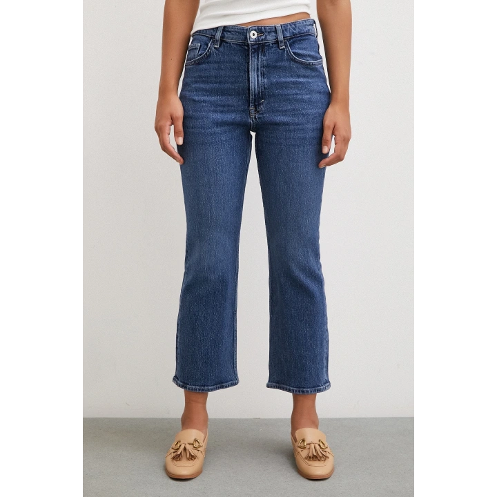 Yüksek Bel Regular Fit Jean Mavi