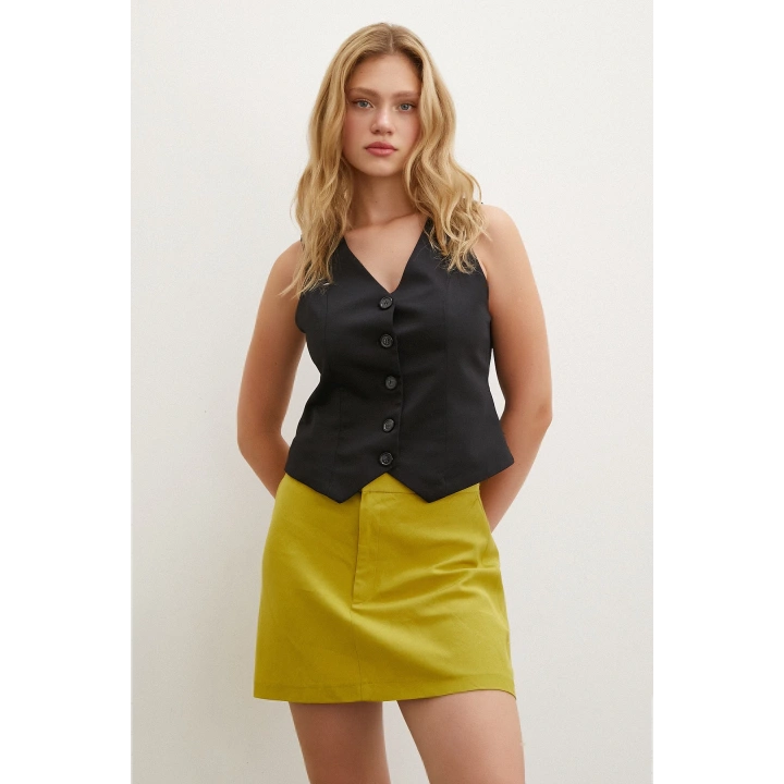 Yüksek Bel Şort Hardal